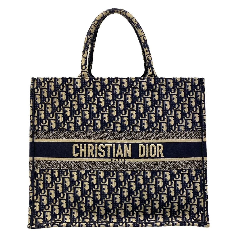 Christian Dior Book Tote Large Bag Tote Bag M1286ZRIT Beige Dark Navy - Picture 1 of 15